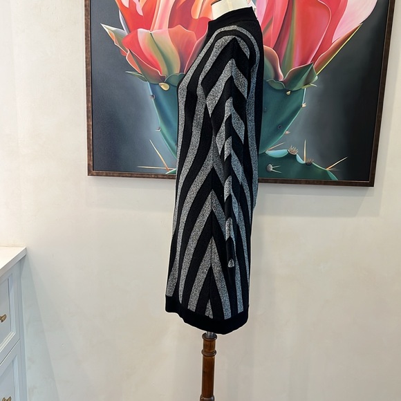 Balmain Paris Chevron Stripe Lurex Cocktail LS Dress - Picture 5 of 16